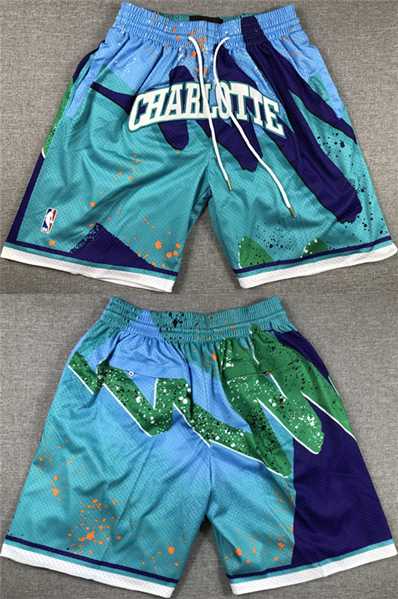 Men%27s Charlotte Hornets Teal Shorts1->nba shorts->NBA Jersey